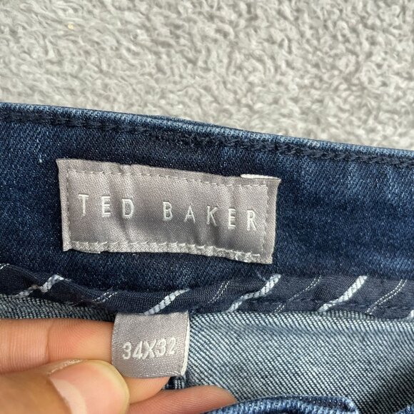 NWOT Ted Baker Men's 34X32 Dark Wash Straight Jeans  Blue - Picture 4 of 8